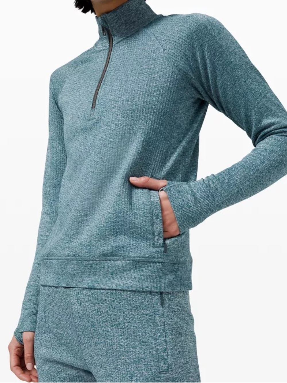 Lululemon Engineered Warmth 1/4 Zip Sweater: Teal